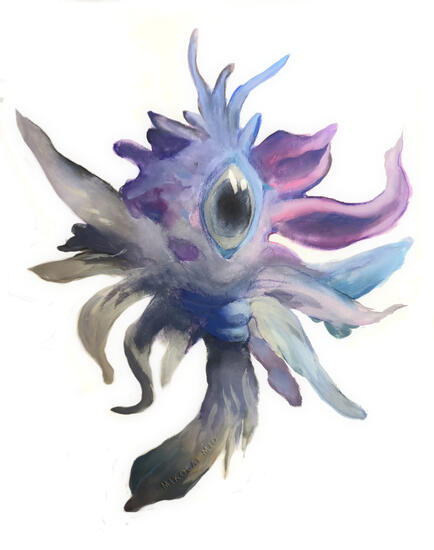 Eyv/Avriel's soul (base form), gouache, 2025
