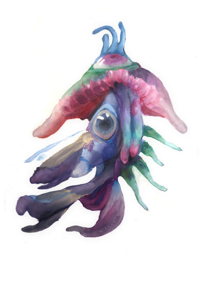 Eyv/Avriel's soul (possessed by Serin), gouache, 2025